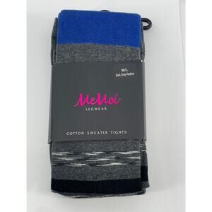 MEMOI Women's Dark Gray Heather Striped-Printed Palette Sweater Tights SZ M/L